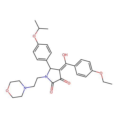 (4E)-4-[(4-ethoxyphenyl)-hydroxymethylidene]-1-(2-morpholin-4-ylethyl)-5-(4-propan-2-yloxyphenyl)pyrrolidine-2,3-dione structure