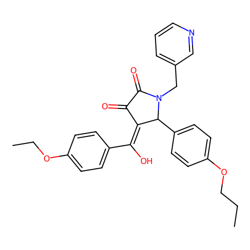 (4E)-4-[(4-ethoxyphenyl)-hydroxymethylidene]-5-(4-propoxyphenyl)-1-(pyridin-3-ylmethyl)pyrrolidine-2,3-dione structure