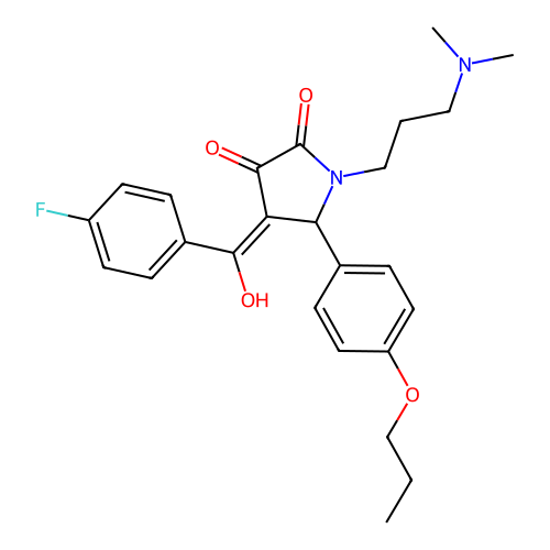 (4E)-1-[3-(dimethylamino)propyl]-4-[(4-fluorophenyl)-hydroxymethylidene]-5-(4-propoxyphenyl)pyrrolidine-2,3-dione structure