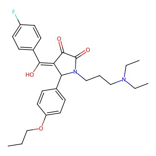 (4E)-1-[3-(diethylamino)propyl]-4-[(4-fluorophenyl)-hydroxymethylidene]-5-(4-propoxyphenyl)pyrrolidine-2,3-dione structure