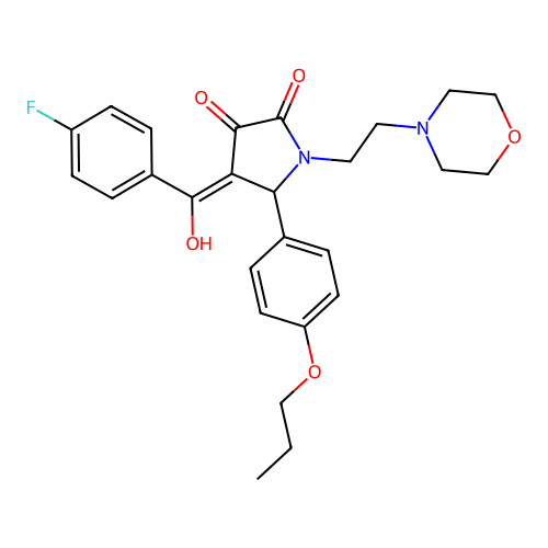 (4E)-4-[(4-fluorophenyl)-hydroxymethylidene]-1-(2-morpholin-4-ylethyl)-5-(4-propoxyphenyl)pyrrolidine-2,3-dione structure
