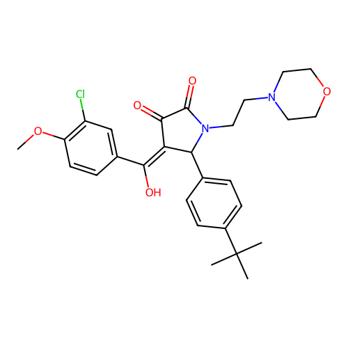(4E)-5-(4-tert-butylphenyl)-4-[(3-chloro-4-methoxyphenyl)-hydroxymethylidene]-1-(2-morpholin-4-ylethyl)pyrrolidine-2,3-dione structure