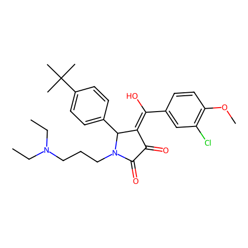 (4E)-5-(4-tert-butylphenyl)-4-[(3-chloro-4-methoxyphenyl)-hydroxymethylidene]-1-[3-(diethylamino)propyl]pyrrolidine-2,3-dione structure
