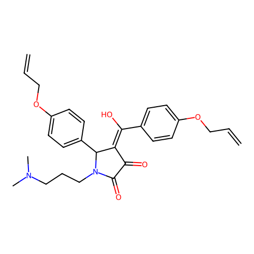 (4E)-1-[3-(dimethylamino)propyl]-4-[hydroxy-(4-prop-2-enoxyphenyl)methylidene]-5-(4-prop-2-enoxyphenyl)pyrrolidine-2,3-dione structure