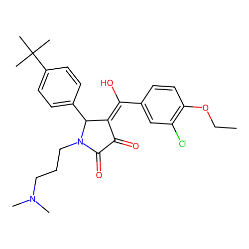 (4E)-5-(4-tert-butylphenyl)-4-[(3-chloro-4-ethoxyphenyl)-hydroxymethylidene]-1-[3-(dimethylamino)propyl]pyrrolidine-2,3-dione structure