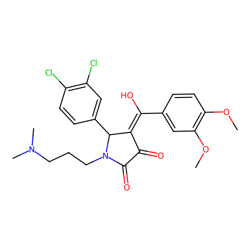 (4E)-5-(3,4-dichlorophenyl)-4-[(3,4-dimethoxyphenyl)-hydroxymethylidene]-1-[3-(dimethylamino)propyl]pyrrolidine-2,3-dione structure