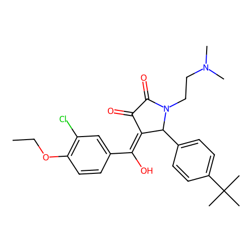 (4E)-5-(4-tert-butylphenyl)-4-[(3-chloro-4-ethoxyphenyl)-hydroxymethylidene]-1-(2-dimethylaminoethyl)pyrrolidine-2,3-dione structure