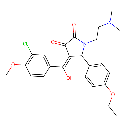 (4E)-4-[(3-chloro-4-methoxyphenyl)-hydroxymethylidene]-1-(2-dimethylaminoethyl)-5-(4-ethoxyphenyl)pyrrolidine-2,3-dione structure