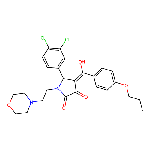 (4E)-5-(3,4-dichlorophenyl)-4-[hydroxy-(4-propoxyphenyl)methylidene]-1-(2-morpholin-4-ylethyl)pyrrolidine-2,3-dione structure
