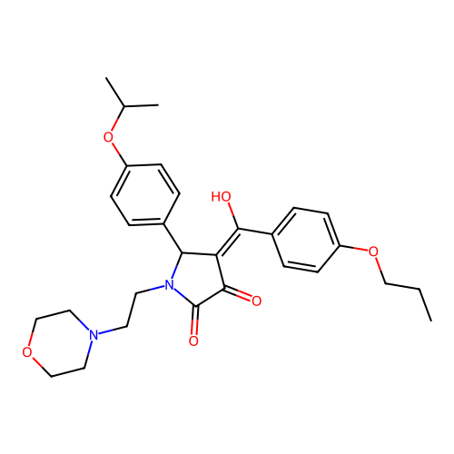 (4E)-4-[hydroxy-(4-propoxyphenyl)methylidene]-1-(2-morpholin-4-ylethyl)-5-(4-propan-2-yloxyphenyl)pyrrolidine-2,3-dione structure