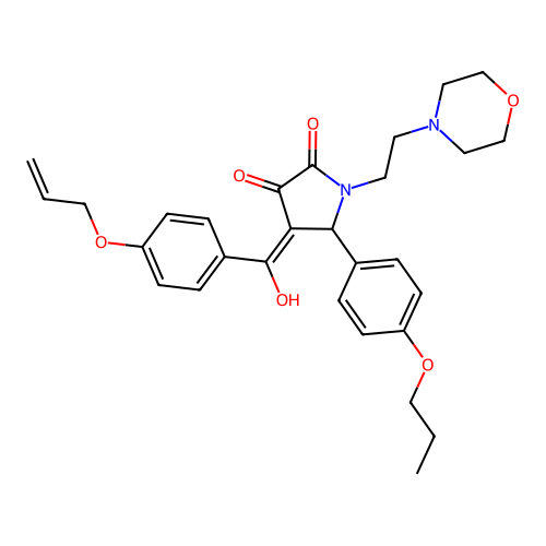 (4E)-4-[hydroxy-(4-prop-2-enoxyphenyl)methylidene]-1-(2-morpholin-4-ylethyl)-5-(4-propoxyphenyl)pyrrolidine-2,3-dione structure