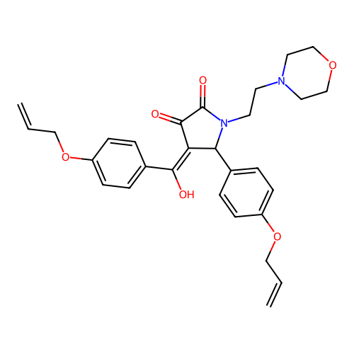 (4E)-4-[hydroxy-(4-prop-2-enoxyphenyl)methylidene]-1-(2-morpholin-4-ylethyl)-5-(4-prop-2-enoxyphenyl)pyrrolidine-2,3-dione structure