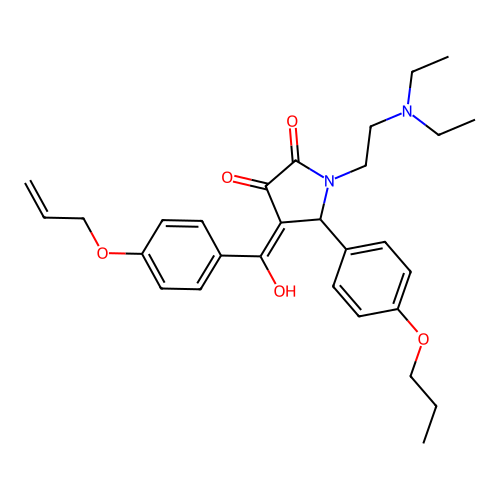 (4E)-1-(2-diethylaminoethyl)-4-[hydroxy-(4-prop-2-enoxyphenyl)methylidene]-5-(4-propoxyphenyl)pyrrolidine-2,3-dione structure