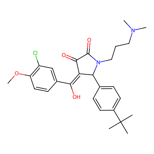 (4E)-5-(4-tert-butylphenyl)-4-[(3-chloro-4-methoxyphenyl)-hydroxymethylidene]-1-[3-(dimethylamino)propyl]pyrrolidine-2,3-dione structure