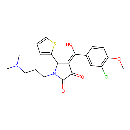 4-(3-chloro-4-methoxybenzoyl)-1-(3-(dimethylamino)propyl)-3-hydroxy-5-(thiophen-2-yl)-1H-pyrrol-2(5H)-one structure