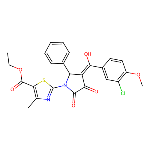ethyl 2-(3-(3-chloro-4-methoxybenzoyl)-4-hydroxy-5-oxo-2-phenyl-2,5-dihydro-1H-pyrrol-1-yl)-4-methylthiazole-5-carboxylate structure