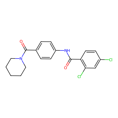 2,4-dichloro-N-[4-(piperidine-1-carbonyl)phenyl]benzamide structure