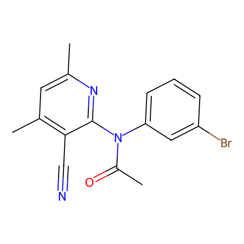 N-(3-bromophenyl)-N-(3-cyano-4,6-dimethylpyridin-2-yl)acetamide structure