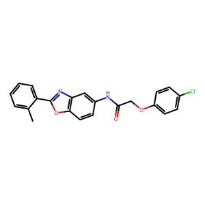 2-(4-chlorophenoxy)-N-[2-(2-methylphenyl)-1,3-benzoxazol-5-yl]acetamide structure