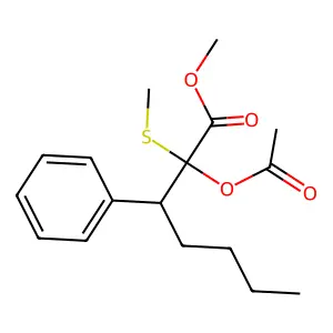 Methyl 2-(acetyloxy)-2-(methylsulfanyl)-3-phenylheptanoate structure