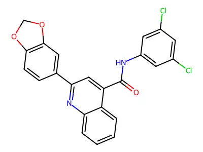 2-(1,3-benzodioxol-5-yl)-N-(3,5-dichlorophenyl)quinoline-4-carboxamide structure