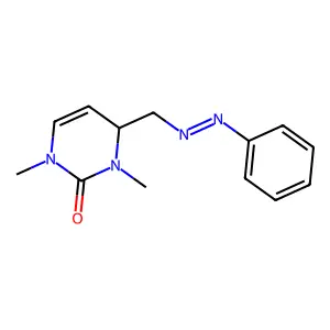 2(1H)-Pyrimidinone, 3,4-dihydro-1,3-dimethyl-4-[(2-phenyldiazenyl)methyl]- structure