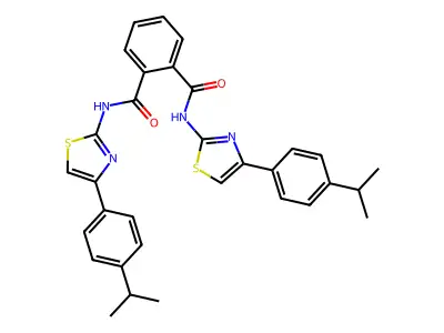 1-N,2-N-bis[4-(4-propan-2-ylphenyl)-1,3-thiazol-2-yl]benzene-1,2-dicarboxamide structure