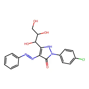 2-(4-chlorophenyl)-4-phenyldiazenyl-5-(1,2,3-trihydroxypropyl)-1H-pyrazol-3-one structure