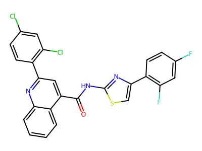 2-(2,4-dichlorophenyl)-N-[4-(2,4-difluorophenyl)-1,3-thiazol-2-yl]quinoline-4-carboxamide structure