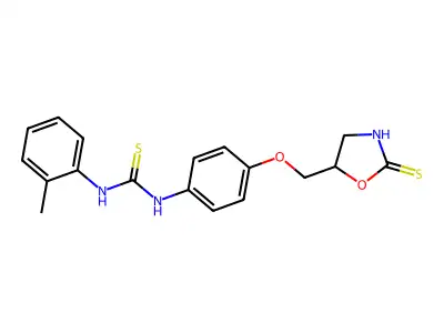 Thiourea, N-(2-methylphenyl)-N'-(4-((2-thioxo-5-oxazolidinyl)methoxy)phenyl)- structure