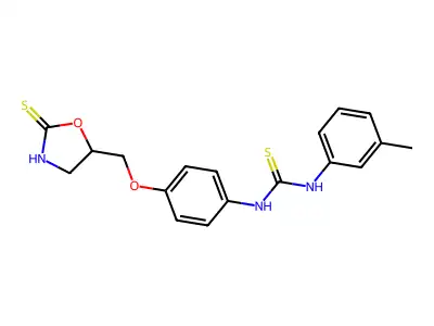 Thiourea, N-(3-methylphenyl)-N'-(4-((2-thioxo-5-oxazolidinyl)methoxy)phenyl)- structure