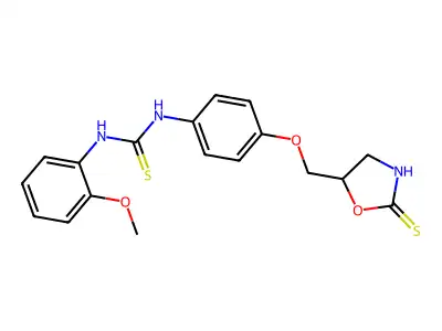Urea, 1-(o-methoxyphenyl)-3-(p-((2-thioxo-5-oxazolidinyl)methoxy)phenyl)-2-thio- structure