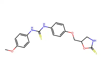 Urea, 1-(p-methoxyphenyl)-3-(p-((2-thioxo-5-oxazolidinyl)methoxy)phenyl)-2-thio- structure