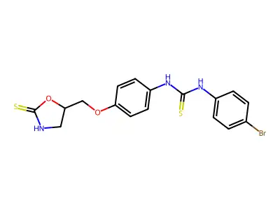Thiourea, N-(4-bromophenyl)-N'-(4-((2-thioxo-5-oxazolidinyl)methoxy)phenyl)- structure