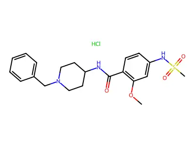 Benzamide, 2-methoxy-4-((methylsulfonyl)amino)-N-(1-(phenylmethyl)-4-piperidinyl)-, monohydrochloride structure
