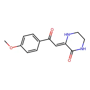 (3E)-3-[2-(4-methoxyphenyl)-2-oxoethylidene]piperazin-2-one structure