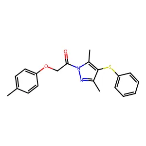 1-(3,5-dimethyl-4-(phenylthio)-1H-pyrazol-1-yl)-2-(p-tolyloxy)ethanone structure