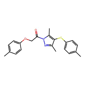 1-(3,5-dimethyl-4-(p-tolylthio)-1H-pyrazol-1-yl)-2-(p-tolyloxy)ethanone structure