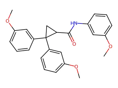 N,2,2-tris(3-methoxyphenyl)cyclopropanecarboxamide structure