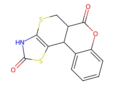 5,5a-dihydrochromeno[4',3':4,5]thiopyrano[2,3-d]thiazole-2,6(3H,11bH)-dione structure