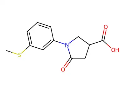 (3S)-1-(3-methylsulfanylphenyl)-5-oxopyrrolidine-3-carboxylic acid structure