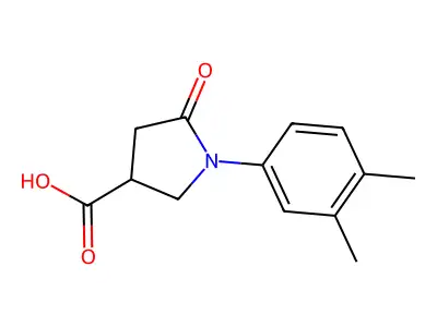 (3R)-1-(3,4-dimethylphenyl)-5-oxopyrrolidine-3-carboxylic acid structure