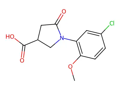 (3S)-1-(5-chloro-2-methoxyphenyl)-5-oxopyrrolidine-3-carboxylic acid structure