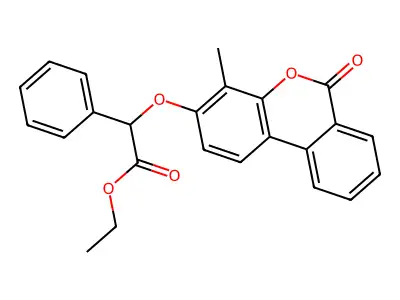 Ethyl ((4-methyl-6-oxo-6H-benzo(C)chromen-3-YL)oxy)(phenyl)acetate structure