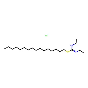 Hexadecyl N,N'-diethylcarbamimidothioate--hydrogen chloride (1/1) structure