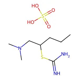 Sulfuric acid--1-(dimethylamino)pentan-2-yl carbamimidothioate (1/1) structure