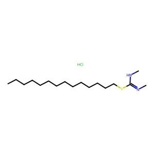 Tetradecyl N,N'-dimethylcarbamimidothioate--hydrogen chloride (1/1) structure