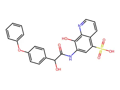 8-Hydroxy-7-((beta-hydroxy-alpha-oxo-p-phenoxy)phenethylamino)-5-quinolinesulfonic acid structure