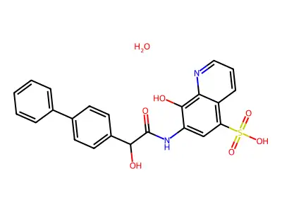 5-Quinolinesulfonic acid, 8-hydroxy-7-((beta-hydroxy-alpha-oxo-p-phenyl)phenethylamino)-, hydrate structure