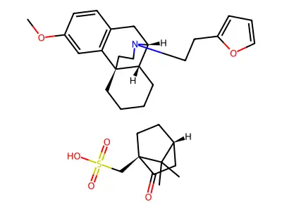 Morphinan, 17-(2-(2-furyl)ethyl)-3-methoxy-, camphorsulfonate, (+)- structure